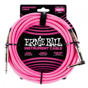 Ernie Ball 3m / 10ft Braided Instrument Cable - Neon Pink